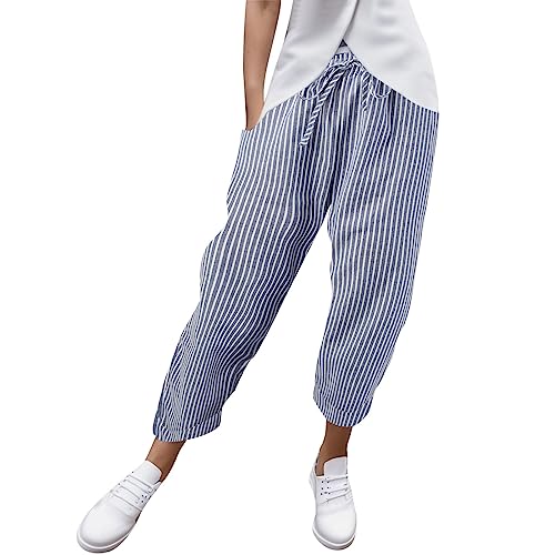 Damen Jogginghose Kurzgröße Lockere Und Bequeme Jogging Hosen Lässige Leicht Relaxhose Wide Leg Stretch High Waist Elegant Hose Für Freizeit Weites Bein Outdoorhose Freizeithose (Blue, M)