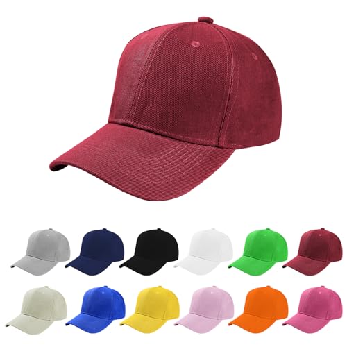 Aomig Basecap Unisex, Freizeit Baseball Cap Herren und Damen, Einstellbare Kappe mit Schirm, Sonnenschutz Baseballkappe für Outdoor Running Tennis Golf Reisen(Rotwein)