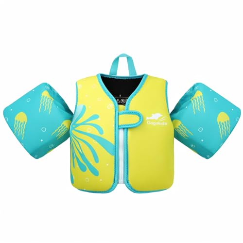 Gogokids Kinder Schwimmweste mit Schwimmärmeln, Kleinkinder Schwimmjacke mit Armbändern Jung Mädchen Schwimmhilfe Auftrieb für 2-3 Jahre/15-19 KG für Pool, Schwimmunterricht, Schwim und Wasserpark