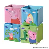 LIFENEY meets Peppa Wutz Aufbewahrungsboxen für Kinder 4er Set – Box-Set mit Peppa Pig Motiven zur Aufbewahrung von Spielzeug – 30 x 30 x 30 cm passend für klassische Würfelregale