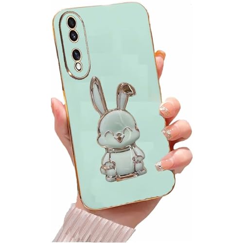 Miagon Kaninchen Ständer Hülle für Realme C67,Cute Mädchen Dünn Galvanisierte Schutzhülle Weiches Case Bumper mit Hase Skalierbar Halter Kickständer