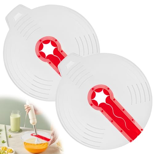Asfrode 2 Stück Spritzschutz, 31 * 34cm Spritzschutz für Rührschüssel Silikon Rührschüssel Universal Spritzschutz Mixer Silikon Spritzschutz Schüssel Deckel zum Schlagen für Eiern und Schlagsahne