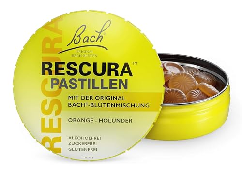 Original Bach RESCURA Pastillen: (ehemals Rescue) Bachblüten-Mischung in einer fruchtigen Pastille, Orange-Holunder, 50g
