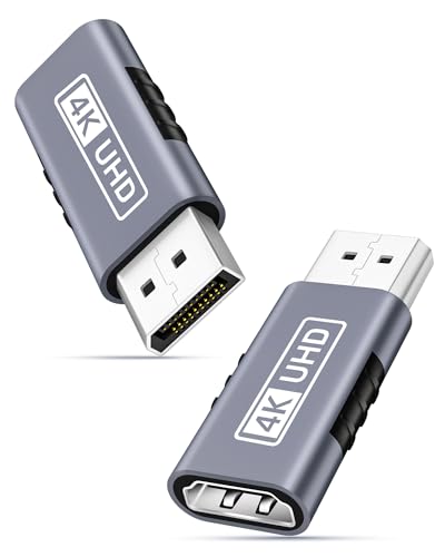 BRV Explorer DisplayPort auf HDMI Adapter 4K 2-Stück, Unidirektional DP PC auf HDMI Monitor, UHD 2K@120Hz, 4K@30Hz DP Stecker zu HDMI Buchse Kompatibel für Desktop/Laptop, Lenovo, HP, Dell, AMD usw