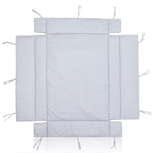 Stimo Big DOTS Einlage für Laufgitter Spielstall Laufstall 100 x 100 cm + 75 x 100 cm Laufstalleinlage Baumwolle Grau