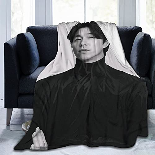 ZGMJ Gong Yoo Überwurfdecke, Fleece, schwarz, modern, Sommer, Camping, Wandern, leicht, Klimaanlage
