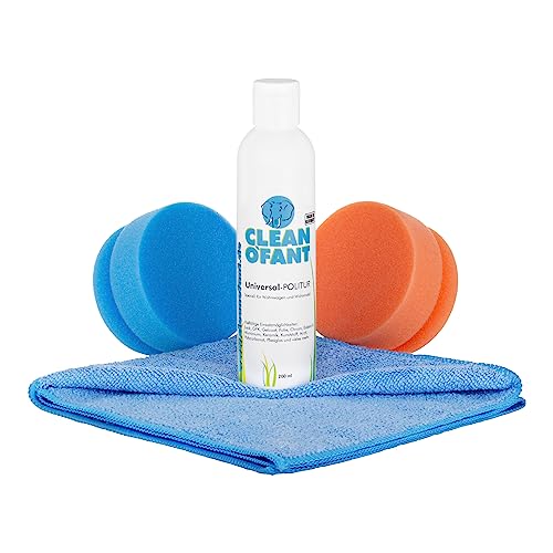CLEANOFANT Universal-POLITUR Set | Handpolitur | für Lack GFK Gelcoat Folie Edelstahl Chrom - für Wohnwagen Wohnmobil Caravan Boot