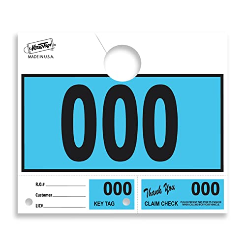 Versa-Tags 1000 blaue Autohändler-Service-Hängeetiketten, Service-Versandnummern, Service-Abteilung, nummerierte Schlüsselanhänger für Mechaniker, Reparaturwerkstatt, 3-teiliger Schlüsselanhänger –