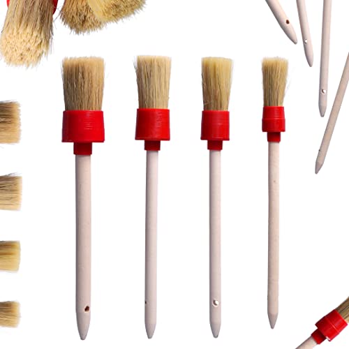 ToolSpace 4er Rundpinsel Set 20/25/30/35 mm - Ringpinsel Pinselset Runde Brostenpinsel Naturhaar Naturborstenpinsel Pinsel Holzfarbe Lackpinsel Holzleim Lackierpinsel Streichen Wänden, Möbeln