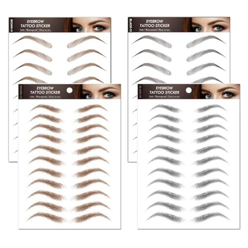 GNHG 4 Bilder 44 Paare Augenbrauen Tattoo Aufkleber Sticker 6D Haarähnliche Eyebrow Tattoo Aufkleber,tattoo augenbrauen wasserfest,Augenbrauen-Aufkleber die Augenbrauenpflege Formung
