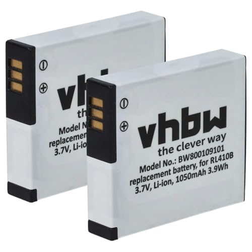 vhbw 2X Akku kompatibel mit Maginon Action Cam AC-800W Videokamera Camcorder (1000 mAh, 3,7 V, Li-Ion)
