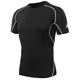 AMZSPORT Herren Kompressions-Shirt Kurzarm Funktionsshirts TOP Schwarz L