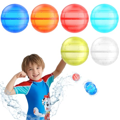 6 Stück Wiederverwendbare Wasserballons, Eine Sekunde Schnellfüller Wasserbomben Bomben Set, Wasserspielzeug Pool Spielzeug Strandspielzeug für Sommer