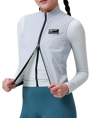 INBIKE Winddichte Jacke Damen Weste Windbreaker Fahrradweste Leichtweight Atmungsaktiv UV Schutz SPF50+ Fahrrad Rennrad Fashion Arbeit Grau M