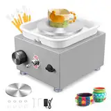 Couleeur Mini Elektrisch Töpfermaschine, 2000RPM 10/6.5CM Einstellbare Geschwindigkeit Metall-Drehteller Mini Töpferscheibe mit Tonformwerkzeug Geliefert und ABS-Becken für Töpfer-Heimwerker (Grau)