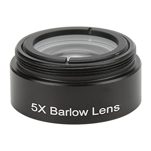 Akozon 5X Barlow-Linse 1,25 Zoll Mehrfach Beschichtete Aluminiumlegierung Optische Glasokulare Stereomikroskop-Vergrößerungslinse mit M28,6-Gewinde für Astronomische Beobachtung
