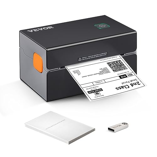 VEVOR Bluetooth Etikettendrucker HD(300DPI), DHL Etikettendrucker mit USB-Anschluss und Automatische Erkennung von Etiketten, Unterstützt Windows/MacOS/Linux, Geeignet für Amazon, Ebay, Etsy, etc