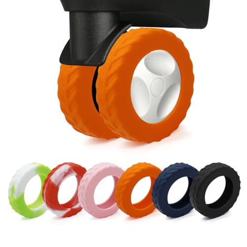 XYOFUN Gepäckraum-Radschutzabdeckung,Neueste Upgrade Gepäckradabdeckungen,Stufe 8 Reisekoffer-Radabdeckung,Anti-Staub & Kratzer Geräuschreduzierung Radschutz(Orange,8)