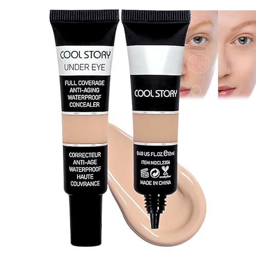 Flüssiger Augen Concealer - Hohe Deckkraft, Kaschiert Makel, Verfärbungen & Rötungen, Matte Abdeckung, Wasserdicht & Langanhaltend für Makelloses Aussehen, Anti-Age Concealer mit Hyaluron 12ml