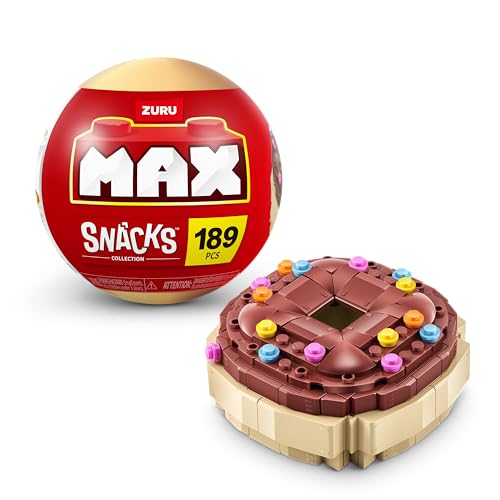 MAX Premium Snacks Bausteine, Krapfen (bis zu 200 Teile, 6 zum Sammeln). Bausteine für Teenager, Erwachsene und Sammler. Baue, sammle und präsentiere deine Sammlung an leckeren Snacks!