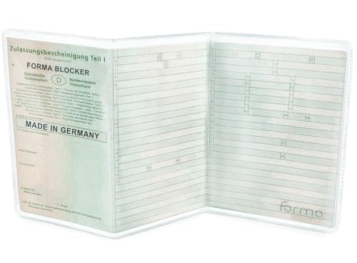 FORMA BLOCKER Fahrzeugschein Hülle für KFZ Schein, Made in Germany, 3-teilige transparente Schutzhülle für Ihre Fahrzeugpapiere und Zulassungsschein transparent Durchsichtig