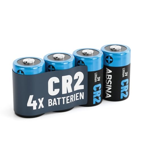 ABSINA 4X CR2 3V Lithium Batterie für Kamera, Fotoapparat & vieles mehr - CR2 Batterie auslaufsicher & mit Langer Haltbarkeit - Batterie CR2 mit 800mAh - Batterien CR2, CR 2 Batterien, CR2 Batteries