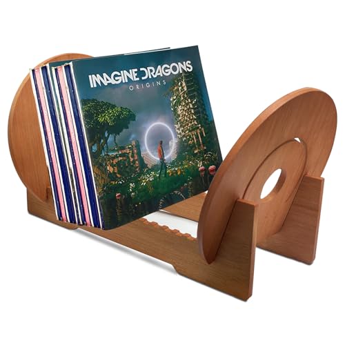 Yunlaishaocer Schallplattenständer, Aufbewahrungs-Box für Vinyl-Schallplatten aus Holz,Premium-Design, zur Aufbewahrung und Präsentation von bis zu 40 LPs, Schallplatten Deko Vinyl Regal 37x27x24cm