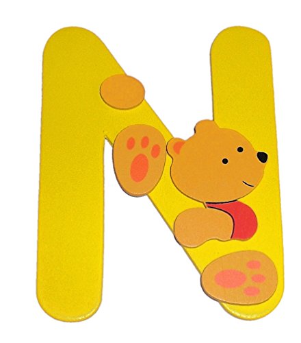 Bieco - Holzbuchstabe N, gelb, Bär-Design