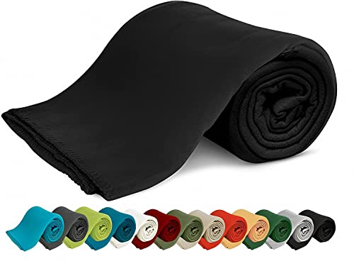 KiGATEX Polar-Fleecedecke Oeko-TEX Zertifiziert 130x160 cm ca. 420g pflegeleicht für Innen oder Außen - Schwarz
