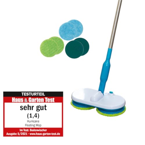 Hurricane Floating Mop elektrischer Bodenwischer – Bodenreiniger & Polierer - Elektrischer Wischmopp - Akku Wischer zum mühelosen Wischen, Schrubben und Polieren