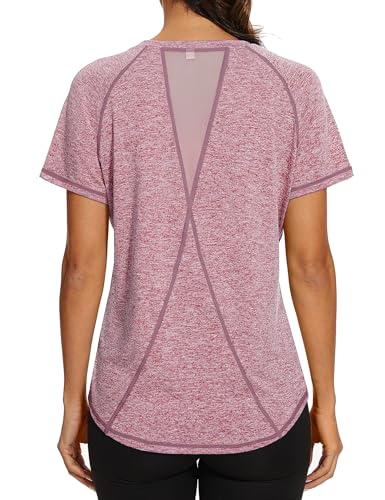 Gyabnw Sport Tshirt Damen Fitness Sportshirt Kurzarm Sportoberteil Gym Oberteil Locker Sommer Yoga Shirt Top