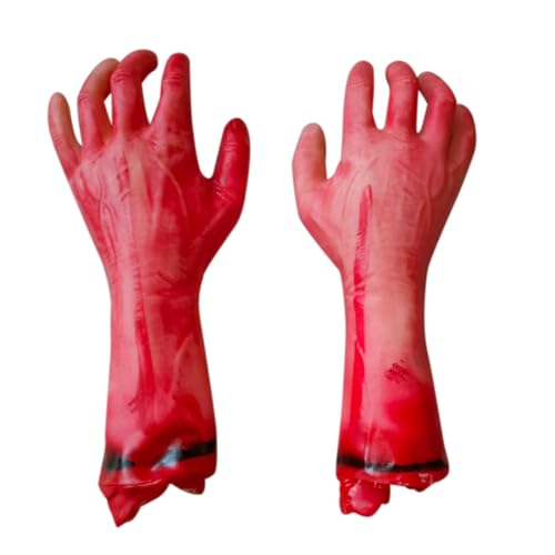 Abgehackter Arm Halloween Dekoration, 2 stk Abgehackte Hand in Lebensgröße, Halloween körperteile Simulation realistische, Halloween abgetrennten körper furchterregende blutig, für Dekoration spukhaus