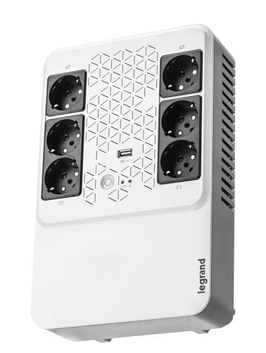 LEGRAND, Unterbrechungsfreie Stromversorgung (USV-Anlage), Keor Multiplug mit 800VA/480W, 6 Ausgänge je 230V (Schuko-Steckdosen) & USB-Ladegerät, Line Interactive, Interner AVR, Autom. Restart, 310082