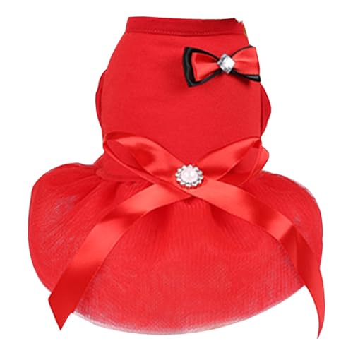 Hundekleider Haustierröcke mit Schleife Niedliches Welpen-Sommerkleid Frühlings- und Sommerhemden Weste für Hunde Katzen Haustierbekleidung Kleidung Hundekostüm Extra Große Hundeshirts Für (Red, XXL)