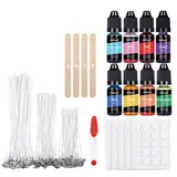 ALLAVA Kerzenwachs Farbe, Kerzenherstellung Kit, 100 Kerzendochte and 8 Kerzenwachs, 100 Kerzen Aufkleber, 4 Dochthalter, Candle Making Kit für Erwachsene und Kinder