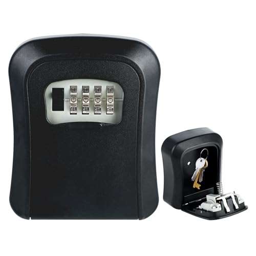 Wenrescry Schlüsselkasten Wandmontage, Kombinationscode, Wetterfest, Wasserdicht, Robust aus Zinklegierung+PVC, Sicherheitsbox für Schlüssel und Karten, Grau