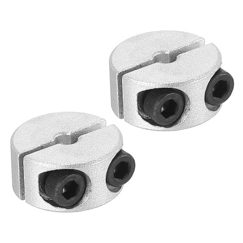PATIKIL Geteilte Stellringe 3mm Langweilige 16mm OD 19mm Dicke, 2er-Pack Aluminiumlegierung Tiefenanschlagringe Klemm mit Gewindestift für die Maschinenbauindustrie, Silber