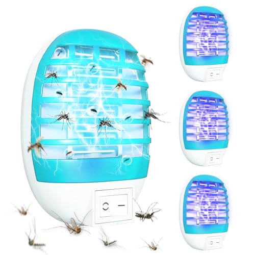 Mückenlampe 4 Stück Insektenvernichter Elektrischer, Elektrischer Mückenschutz Steckdose UV-Licht Elektrisch Insekten Mückenfalle, Mückenvernichter Lampe mit Nachtlicht für Mücken