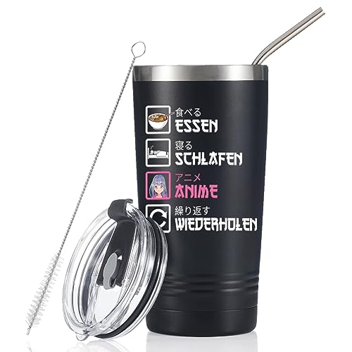 Onebttl Anime-Geschenke für Männer, Frauen, Jungen – 590 ml doppelwandige, vakuumisolierte Edelstahlbecher – Kawaii-Geburtstagsgeschenke für Anime-Liebhaber – mit Japanisch