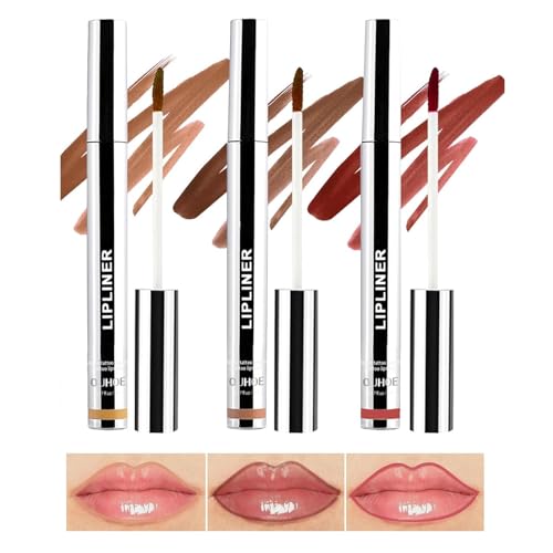 Gireatick Peel Off Lipliner Stain, 3 STÜCKE Lipliner Peel Off Tattoo Lipliner Mit Mattem Finish, Wasserfest, übertragungsfest, Hochpigmentierte Farbe (Hellbraun/Dunkelbraun/Burgunderrot) (A, 3PCS)
