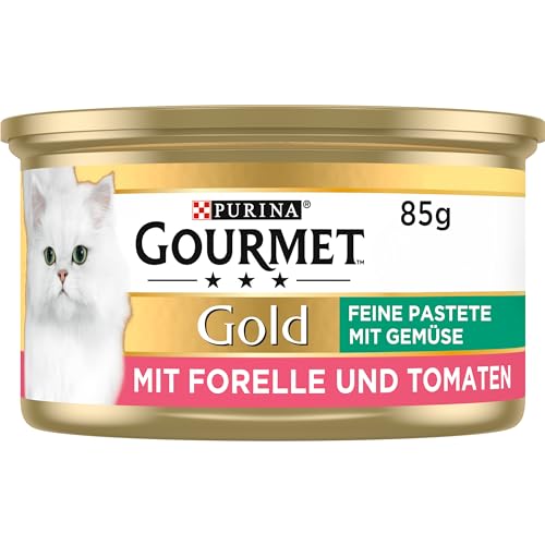 Gourmet PURINA GOURMET Gold Feine Pastete mit Gemüse Katzenfutter nass, mit Forelle und Tomaten, 12er Pack (12 x 85g)