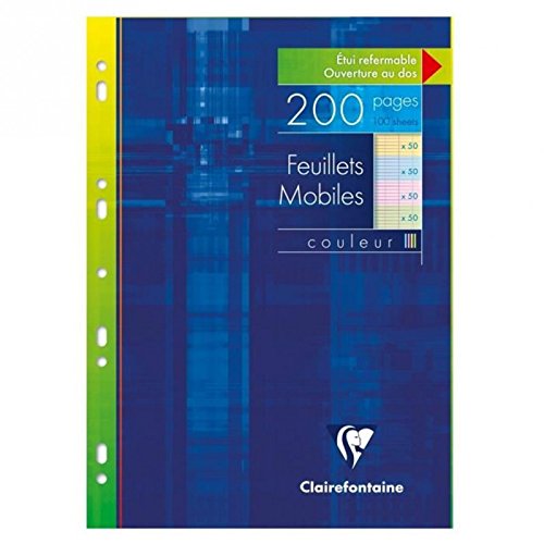 Clairefontaine Feuillets mobiles perforés couleur, A4, séyès