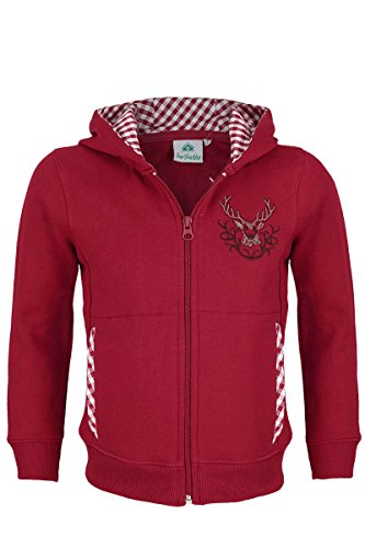 Isar-Trachten Unisex - Kinder Kinder Trachten Sweatjacke rot, Rot, 104
