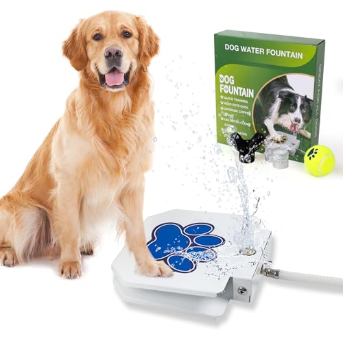 BACOENG Trinkbrunnen für Hund und Haustier, Wasserspielzeug für Hunde, Hund Wasser Gartenbrunnen, Outdoor Hunde Trinkbrunnen, Verbessertes Premium-Ventilset (Messing statt Plastik)
