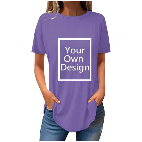 Custom Tshirt Bedrucken Lassen für Damen - Oversize Longshirt Selbst Gestalten mit Vorne Bedruckt, Personalisiert Exklusive Anpassung Mit Foto Text Logo - Design das Einzige Geschenk