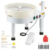 VEVOR Elektrische Keramikmaschine mit 16 Modellierwerkzeugen, 14 Zoll Tocadis Größe, Keramikscheibenmaschine 0-300 r/min, 65 x 42 x 42 cm Weiße Keramikformmaschine
