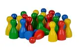 Noris 606154362 - 24 Bunte Halmakegel aus Holz im Blister, 16mm, Rot, Gelb, Blau, Grün