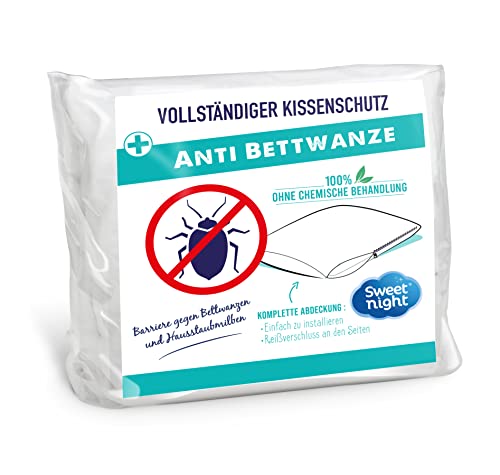 Sweetnight - Kissenbezüg 65x65 cm | Anti-Wanzen und Anti-Milben | Stille | Reißverschluss | Ohne chemische Behandlung