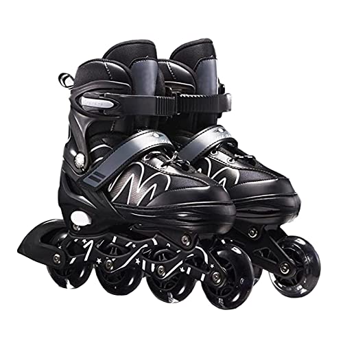 Inline-Skates, Rollschuhe, Fitness-Skates, Fitness-Rollschuhe, Verstellbare Inline-Skates, Fitness-Skates Erwachsene, Rollschuhe Jungen, Mädchen, Anfänger (Schwarz #97)