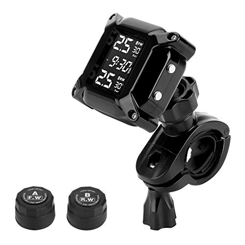 Jansite Motorrad TPMS Wireles Reifendrucküberwachungssystem mit 2 externen Sensoren LCD-Display Auto-Alarmsystem Anti-Off & wasserdicht Wasserdicht